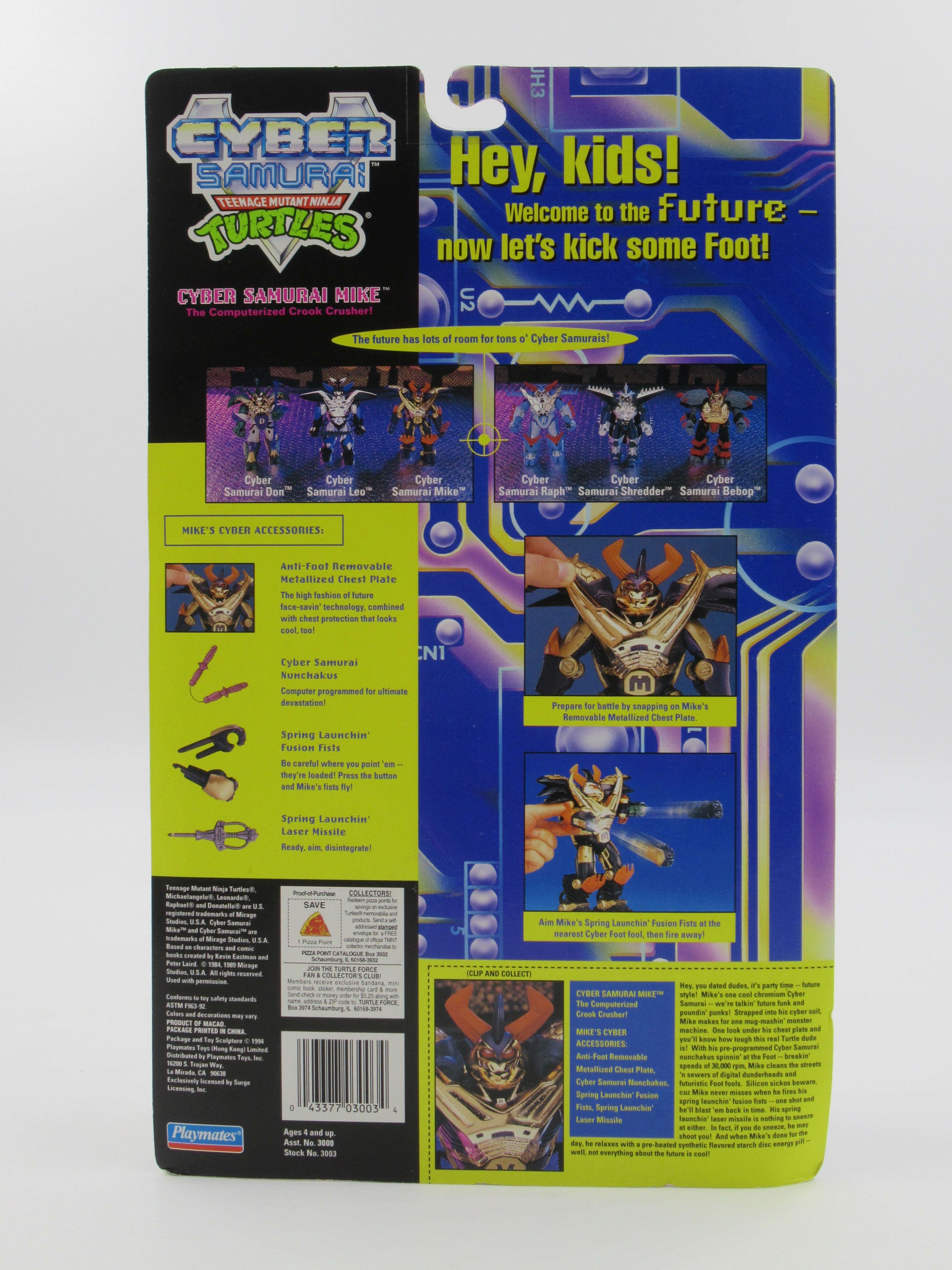 Teenage Mutant Ninja Turtles Cyber Samurai Mike 5.5" Figure TMNTs - Playmates (1994)